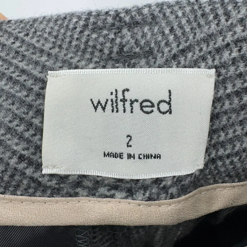 ARITZIA | WILFRED Gray Plaid Tie Front Wool Cashmere Straight Leg Trousers Sz 2